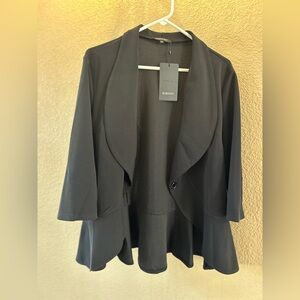 KOJOOIN Womens Casual Blazer 3/4 Sleeve Open Front Ruffle Work Office Cardigan